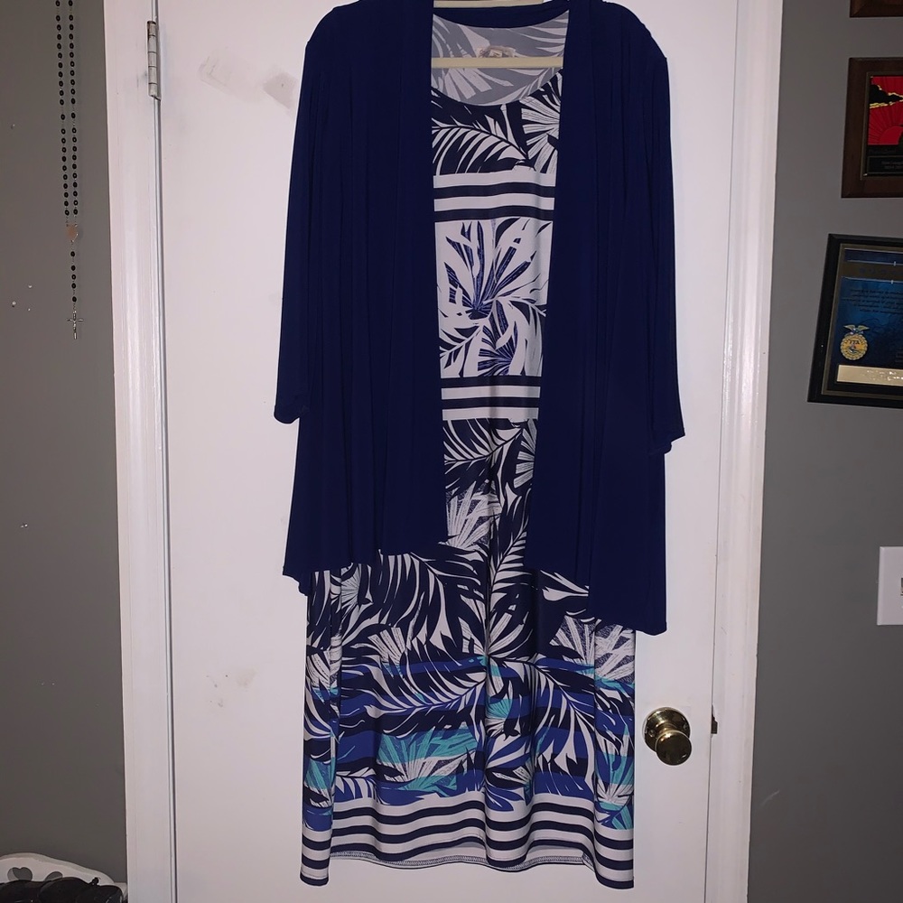 Floral Dress with Attached Cardigan